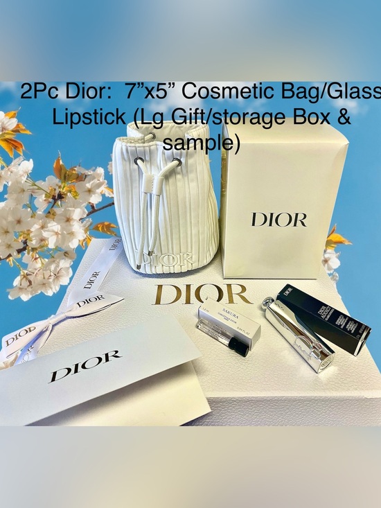 Dior Other - 2Pc Dior NIB Glass Lipstick Rose Charms & Cosmetic Bag +sample scent & LgGiftBox